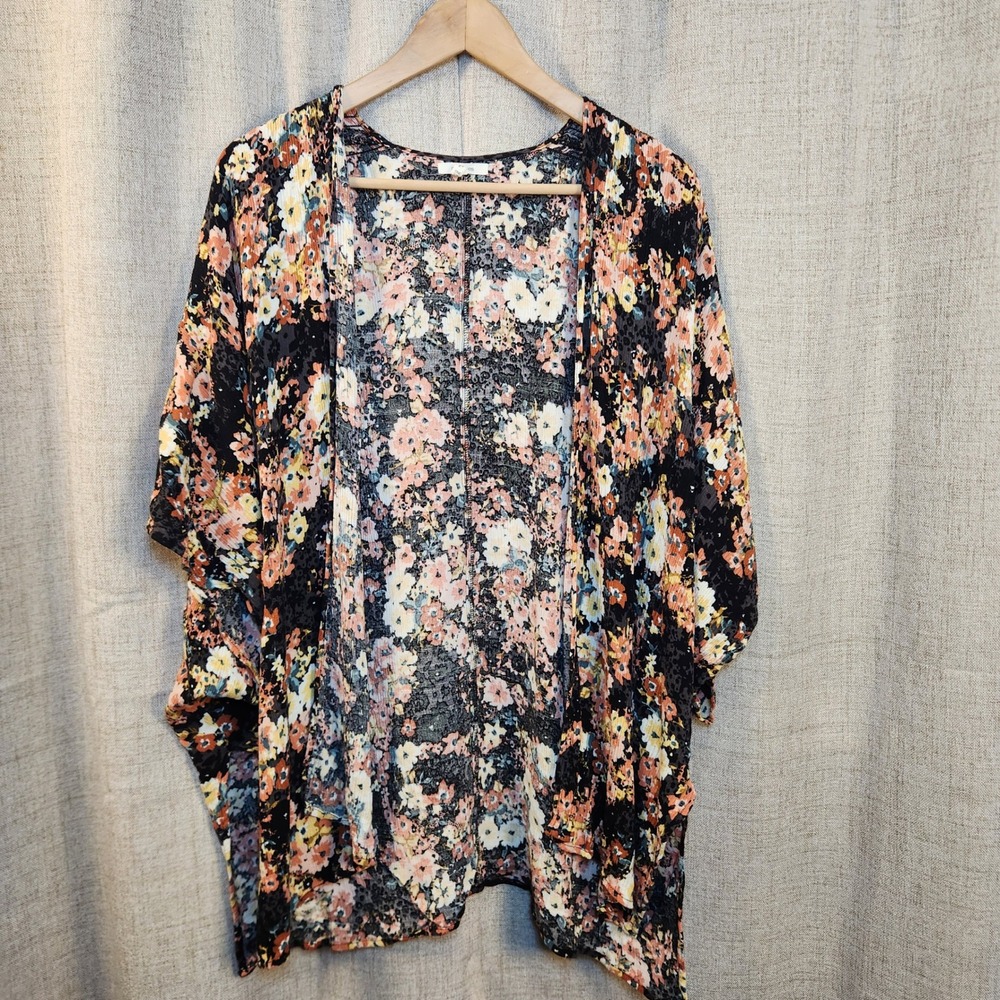 Maurices Open Front Kimono Women's OS Floral Print Dolman Sleeve Flowy Casual‎